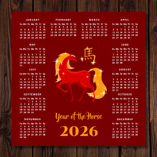 Chinese Nieuw Maanjaar Paard 2026 Kalender Magneet