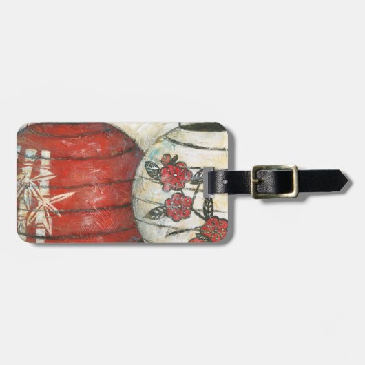 Chinese nieuwe jaarlantaarns met Floral Print Bagagelabel (Voorkant horizontaal)