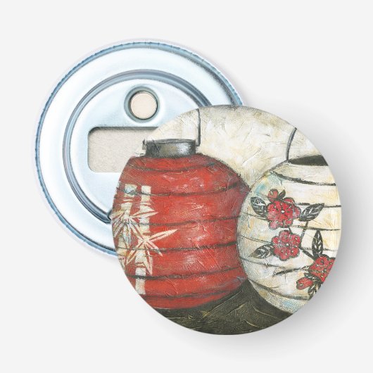 Chinese nieuwe jaarlantaarns met Floral Print Button Flesopener (Voorkant)