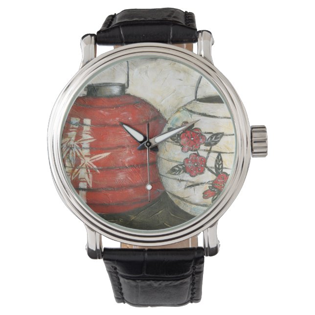 Chinese nieuwe jaarlantaarns met Floral Print Horloge (Voorkant)