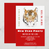 Chinese Nieuwjaar 2022 Tijger Waterverf Rode Parti Kaart (Voorkant / Achterkant)