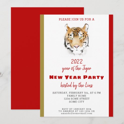 Chinese Nieuwjaar 2022 Tijgerpartij bij de Waterve Kaart (Voorkant / Achterkant)