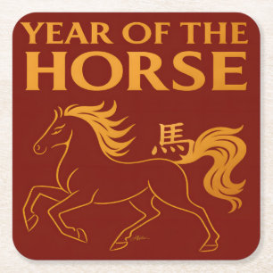 Chinese Nieuwjaar 2026 Paard Kartonnen Onderzetters