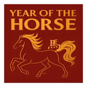 Chinese Nieuwjaar 2026 Paard volgens de dierenriem Foto Afdruk