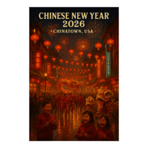 Chinese Nieuwjaar 2026 viering in Chinatown Perfect Poster