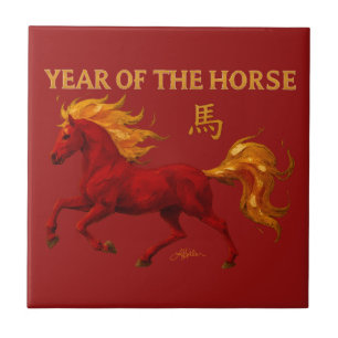 Chinese Nieuwjaar 2026 Yang Vuur Paard Tegeltje