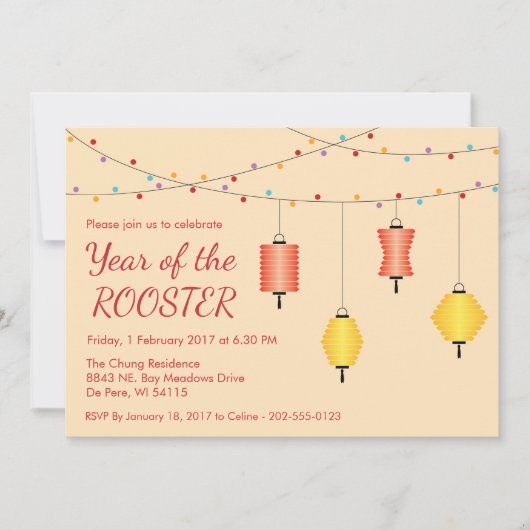 Chinese Nieuwjaar Aangepaste Uitnodiging van de Pa (Voorkant)