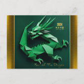 Chinese Nieuwjaar Groene Draak 2024 HPostC Feestdagenkaart (Voorkant)