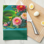 Chinese Nieuwjaar groene Slang 2025 KT3 Theedoek (Quarter Fold)