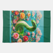 Chinese Nieuwjaar groene Slang 2025 KT3 Theedoek (Horizontaal)