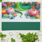 Chinese Nieuwjaar groene Slang 2025 KT4 Theedoek (Gevouwen)