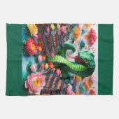 Chinese Nieuwjaar groene Slang 2025 KT5 Theedoek (Horizontaal)