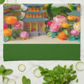 Chinese Nieuwjaar groene Slang 2025 KT7 Theedoek (Gevouwen)