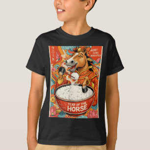 Chinese Nieuwjaar Paard 2026 Rijst Mannen T-shirt