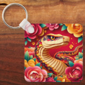 Chinese Nieuwjaar Slang Origami stijl 2025 BSqK Sleutelhanger (Voorkant)