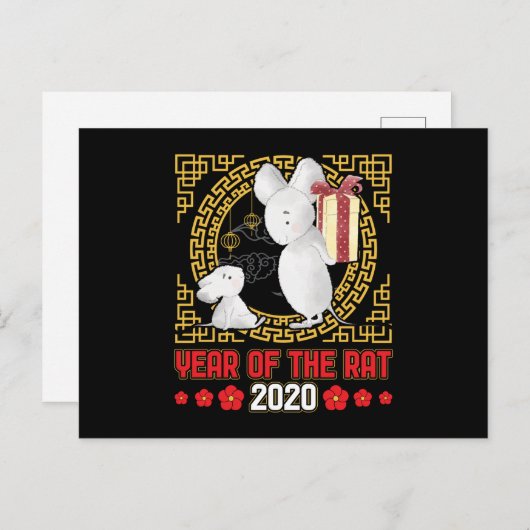 Chinese Nieuwjaar van de Rat 2020 Briefkaart (Voorkant / Achterkant)
