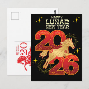 Chinese Nieuwjaar van het Paard 2026 Vieringen Briefkaart