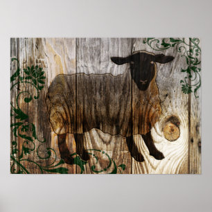 chinese nieuwjaar van houten schapen 2015 poster