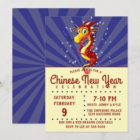 Chinese nieuwjaardraak kaart (Voorkant / Achterkant)