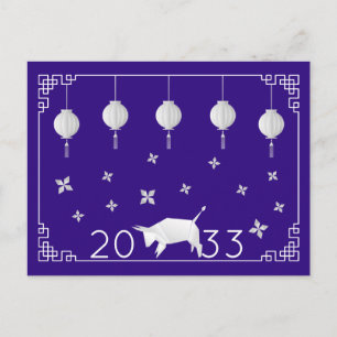 Chinese nieuwjaars origami Ox Briefkaart