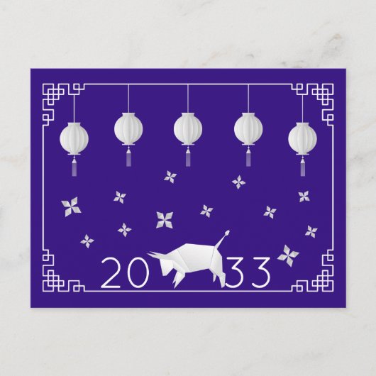 Chinese nieuwjaars origami Ox Briefkaart (Voorkant)