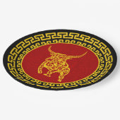 Chinese nieuwjaars Ox-versiering Papieren Bordje (Gekanteld)