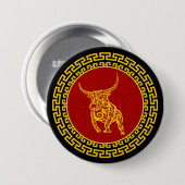 Chinese nieuwjaars Ox-versiering Ronde Button 7,6 Cm (Voorkant /achterkant)