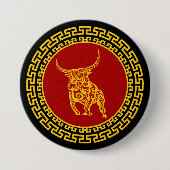 Chinese nieuwjaars Ox-versiering Ronde Button 7,6 Cm (Voorkant)