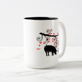 Chinese nieuwjaars Varkens en bloeiende bomen Tweekleurige Koffiemok (Voorkant rechts)