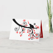 Chinese nieuwjaarsavond en Rode bloesems Feestdagen Kaart (Voorkant)