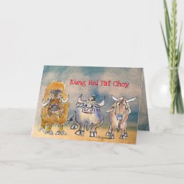 Chinese nieuwjaarsdag Cartoon Ox Holiday Kaart