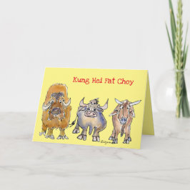 Chinese nieuwjaarsdag Cartoon Ox Holiday Kaart