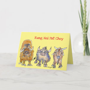 Chinese nieuwjaarsdag Cartoon Ox Holiday Kaart