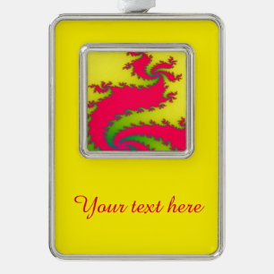 Chinese Nieuwjaarsdraak Fractale Aangepaste Sierdi Verzilverd Omlijst Ornament