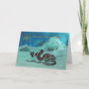 Chinese nieuwjaarskaart met rode draak feestdagen kaart