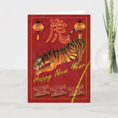 Chinese Nieuwjaarskaart met Tijger, Jaar van de Ti Feestdagen Kaart (Voorkant)
