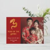 Chinese Nieuwjaarskaarten - Jaar van de Slang (fot Feestdagenkaart (Staand voorkant)