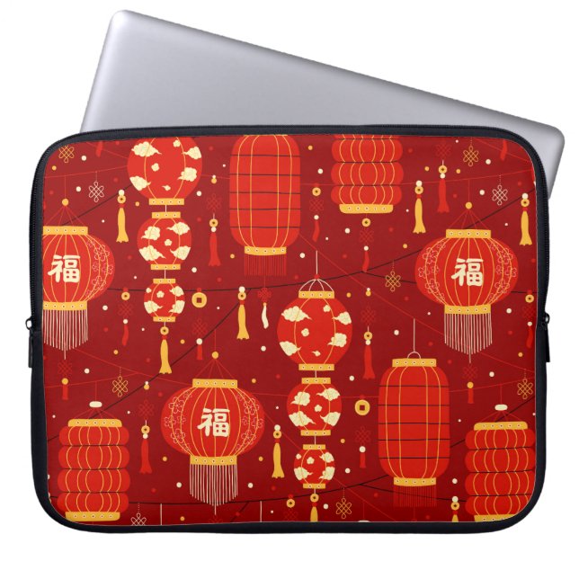 Chinese nieuwjaarslampen laptop sleeve (Voorkant)