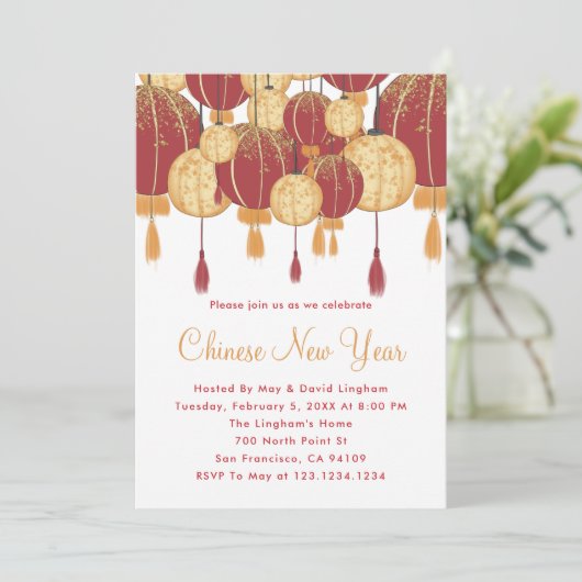 Chinese nieuwjaarspartij kaart (Staand voorkant)