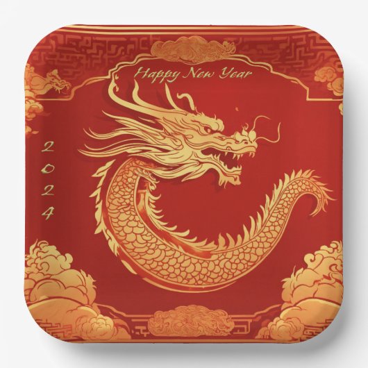Chinese nieuwjaarspartij papieren bordje (Voorkant)