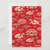 Chinese nieuwjaarspartij Red Gold Lotus Floral Kaart (Achterkant)