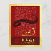 Chinese Nieuwjaarsslang 2025 met wensen VPostC Feestdagenkaart (Voorkant)