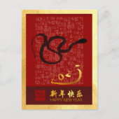 Chinese Nieuwjaarsslang 2025 met wensen VPostC Feestdagenkaart (Voorkant)
