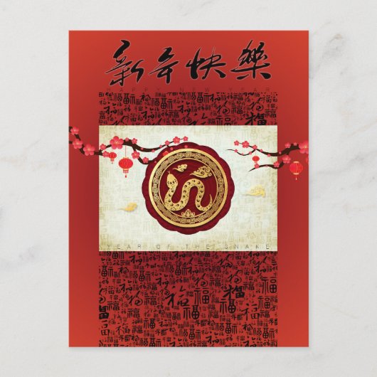 Chinese Nieuwjaarsslang 2025 wenst terug HPostC Feestdagenkaart (Voorkant)