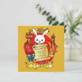 Chinese nieuwjaarsuitnodiging voor Cartoon van kon Kaart (Staand voorkant)