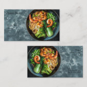 Chinese noodle bowl with spicy shrimp and veggies visitekaartje (Voorkant / Achterkant)