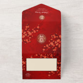 Chinese Oosterse Bruiloft All In One Uitnodiging (Buitenkant)