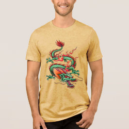 Chinese Oosterse Groene Draak Mythisch Wezen Tri-Blend Shirt