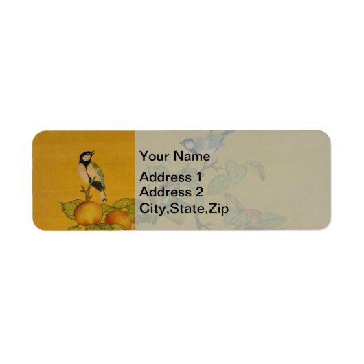 Chinese Oosterse Vogels En Fruit Etiket (Voorkant)