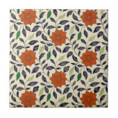 Chinese Oranje ventilator ~ blauw en groene blader Tegeltje (Voorkant)